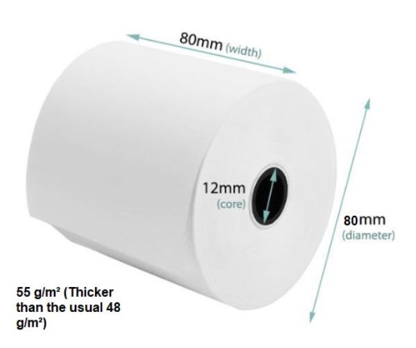 Picture of 80mm x 80mm (Thick) Thermal Printer Cash Roll (12mm core)